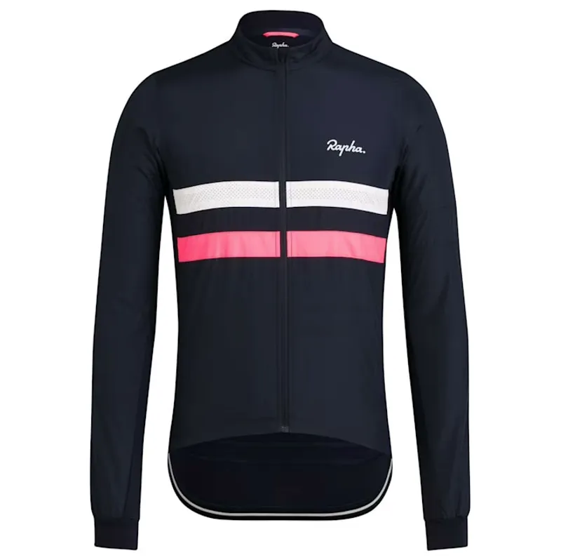 ラファBREVET LONGSLEEVE WINDBLOCK　JERSEY L Rapha Mens Brevet Long Sleeve Windblock Jersey Dark Navy/White